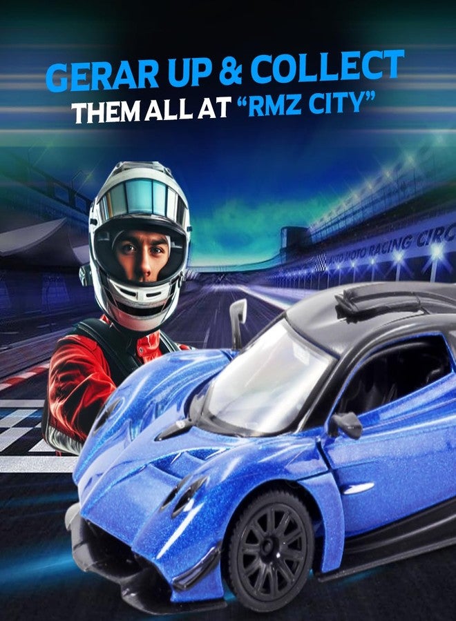 آر إم زد سيتي سيارة لعبة باجاني هوايرا آر من آر إم زد سيتي، مصنوعة من المعدن المصبوب، مقاس 5 بوصات، بمقياس 1:39 | سيارة مرخصة قابلة للتحصيل مع أبواب قابلة للفتح وآلية سحب للخلف | سلسلة عالمية للأطفال ومحبي السيارات | أزرق - Image 5